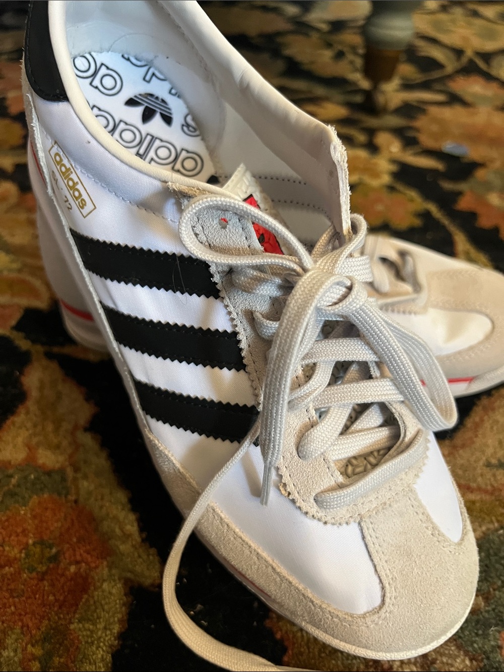 Adidas SL ‘72 Mens White Sneakers with Black Stripes size 8 Mens 9.5 Womens